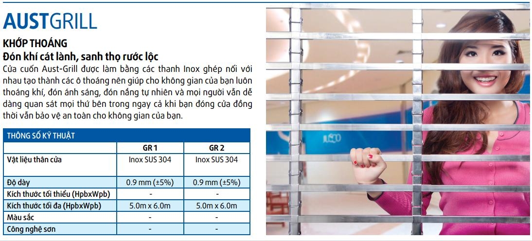 Cửa khớp thoáng AUSTGRILL-Giá KM: 4,440,000 VNĐ/m2